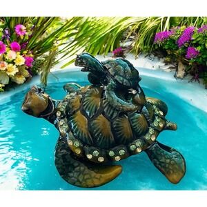 Rucinni Crystallized Swarovski & Austria Stellux Crystal Turtle Baby Trinket Box